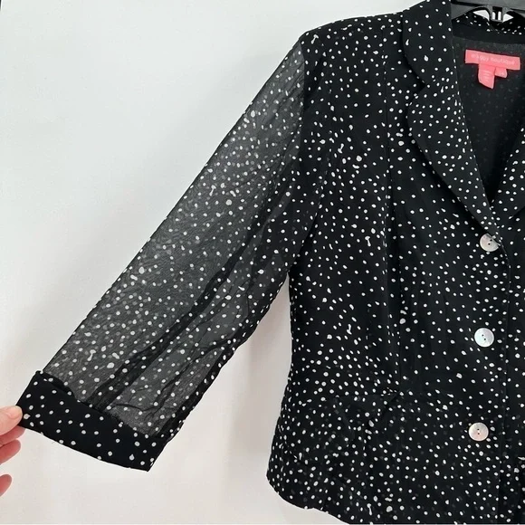 Maggie Boutique Vintage Black/White 100% Silk Lined Blouse Women’s Size 14 - Picture 4 of 14